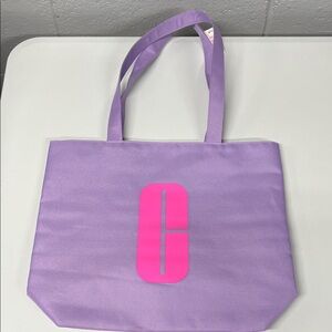Clinique Purple Tote with Pink Logo